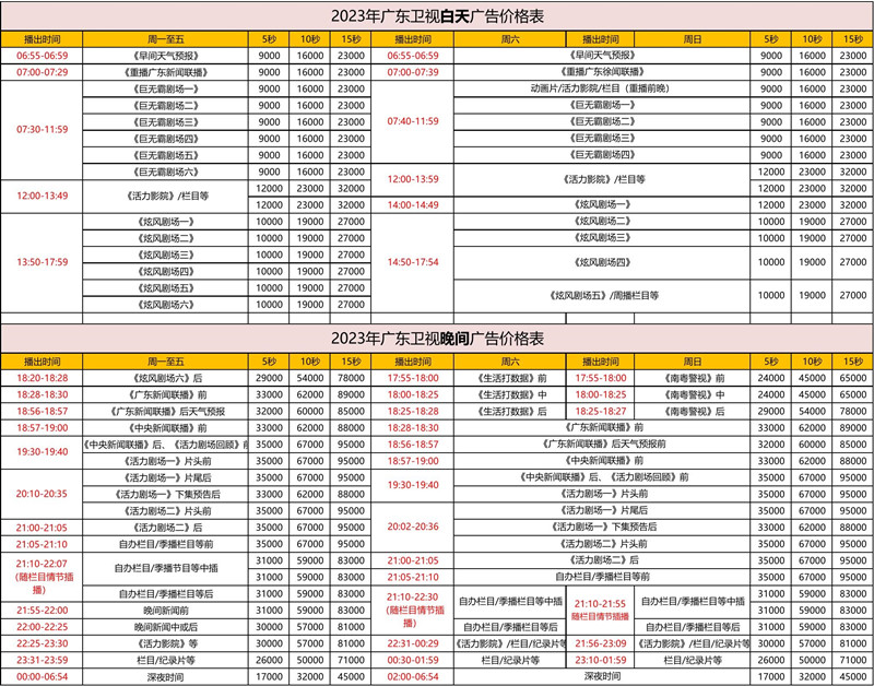 2023广东卫视广告刊例表_01